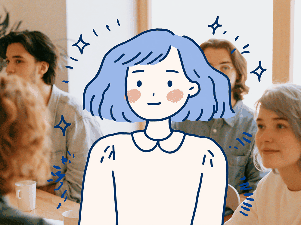 Rena handing a clipboard to a human manager who holds the pen and signs — AI recommends, people decide.